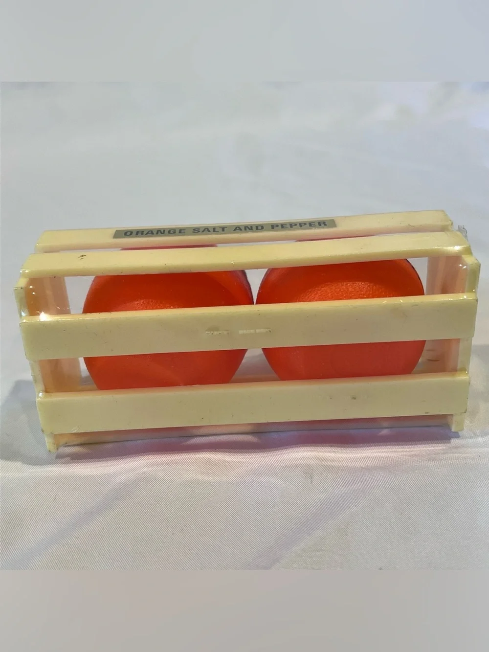 Vintage Orange Salt & Pepper Shakers in Crate Retro Kitchen Decor